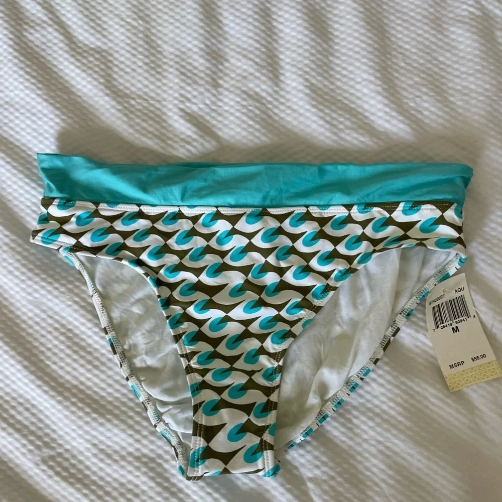 Trina Turk Aqua and Brown Wave Bikini Bottom